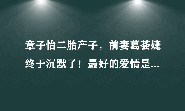 章子怡二胎产子，前妻葛荟婕终于沉默了！最好的爱情是势均力敌