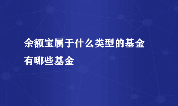 余额宝属于什么类型的基金 有哪些基金