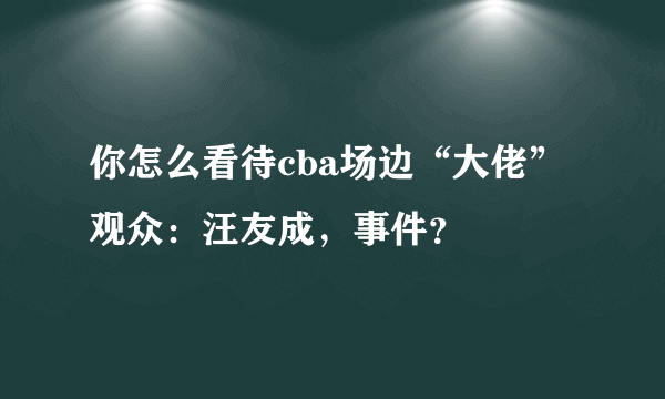 你怎么看待cba场边“大佬”观众：汪友成，事件？