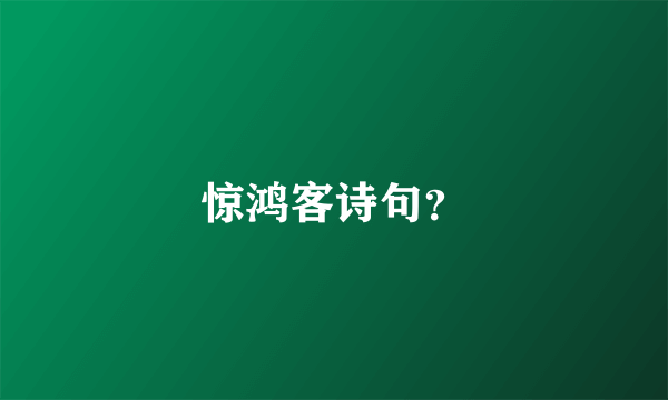 惊鸿客诗句？