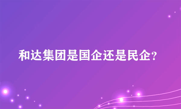 和达集团是国企还是民企？