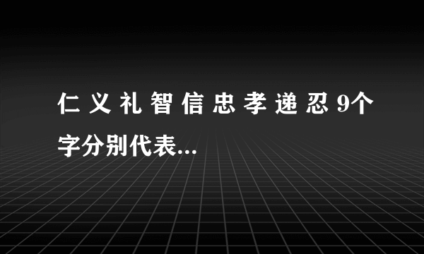 仁 义 礼 智 信 忠 孝 递 忍 9个字分别代表着什么意义？