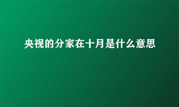 央视的分家在十月是什么意思