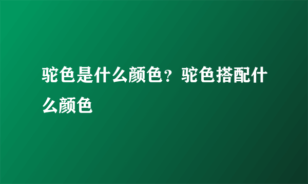 驼色是什么颜色？驼色搭配什么颜色