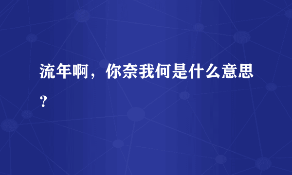 流年啊，你奈我何是什么意思？