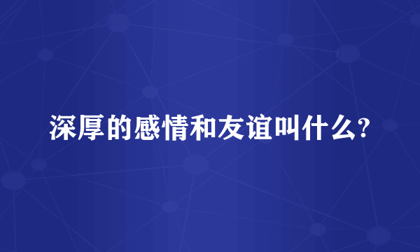 深厚的感情和友谊叫什么?