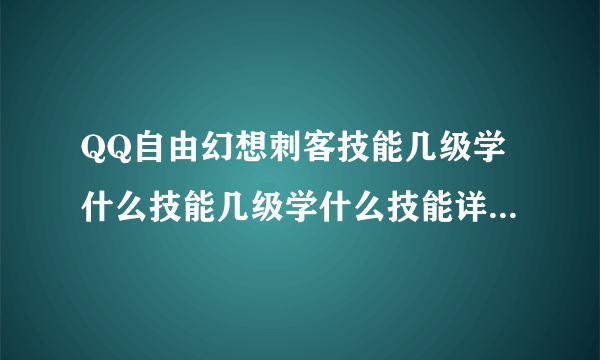 QQ自由幻想刺客技能几级学什么技能几级学什么技能详细的发下