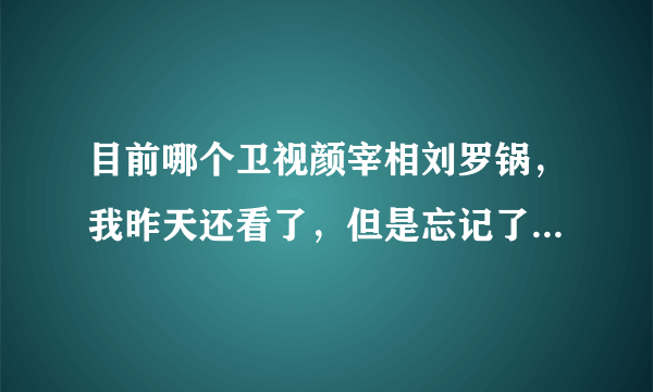 目前哪个卫视颜宰相刘罗锅，我昨天还看了，但是忘记了是哪个台演的？