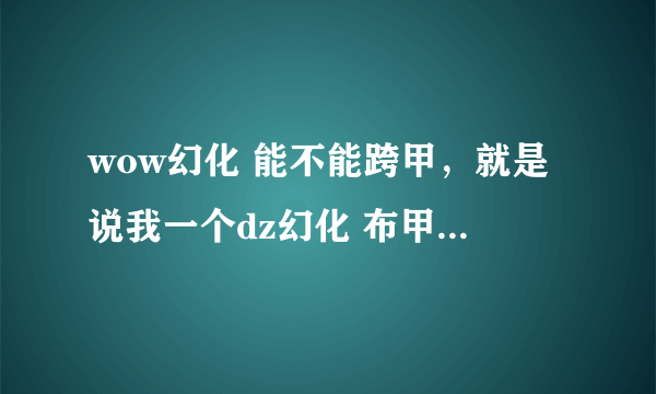 wow幻化 能不能跨甲，就是说我一个dz幻化 布甲装备穿在身上