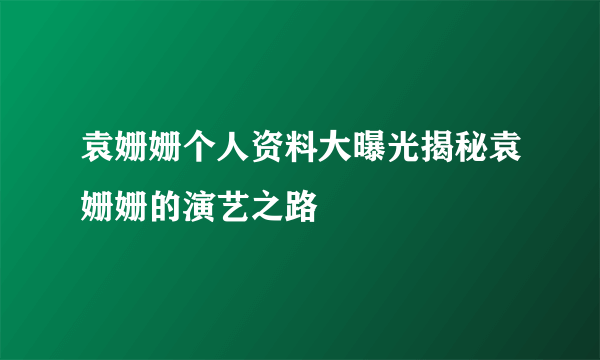 袁姗姗个人资料大曝光揭秘袁姗姗的演艺之路