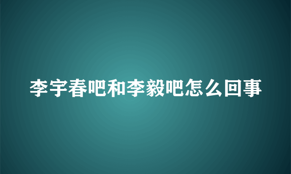 李宇春吧和李毅吧怎么回事