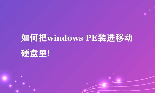 如何把windows PE装进移动硬盘里!