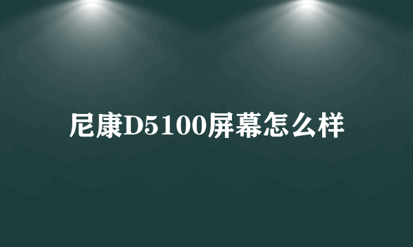 尼康D5100屏幕怎么样