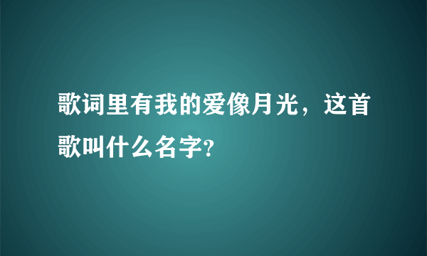 歌词里有我的爱像月光，这首歌叫什么名字？