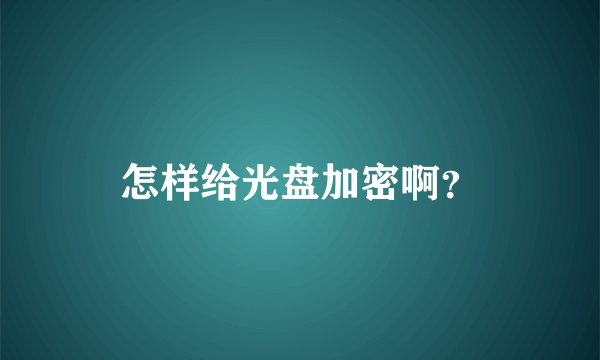 怎样给光盘加密啊？