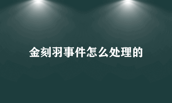 金刻羽事件怎么处理的