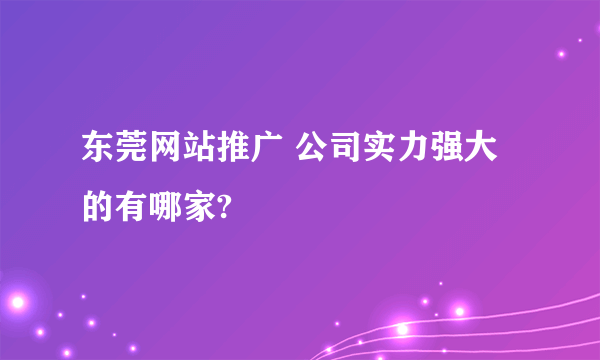 东莞网站推广 公司实力强大的有哪家?