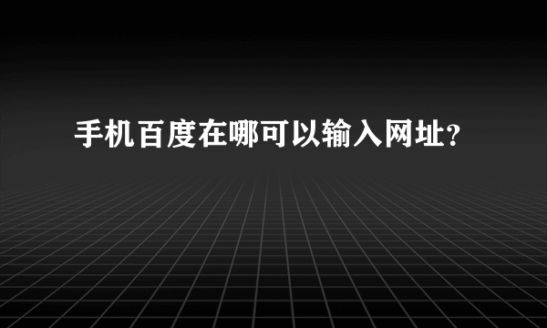 手机百度在哪可以输入网址？