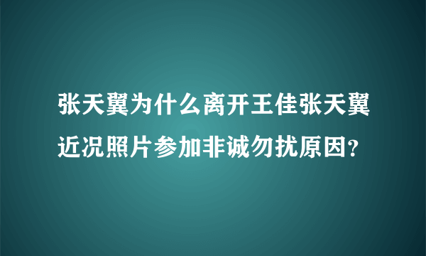 张天翼为什么离开王佳张天翼近况照片参加非诚勿扰原因？