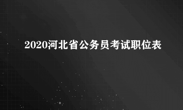 2020河北省公务员考试职位表