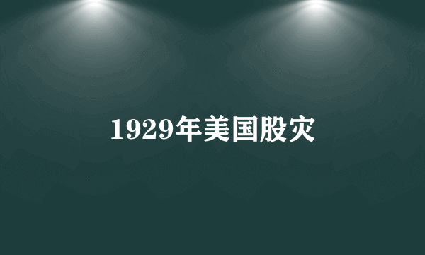 1929年美国股灾