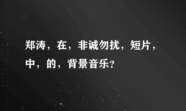 郑涛，在，非诚勿扰，短片，中，的，背景音乐？