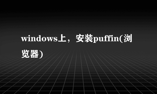 windows上，安装puffin(浏览器)