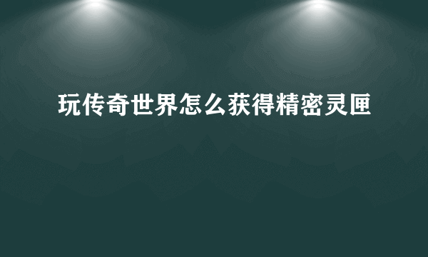 玩传奇世界怎么获得精密灵匣