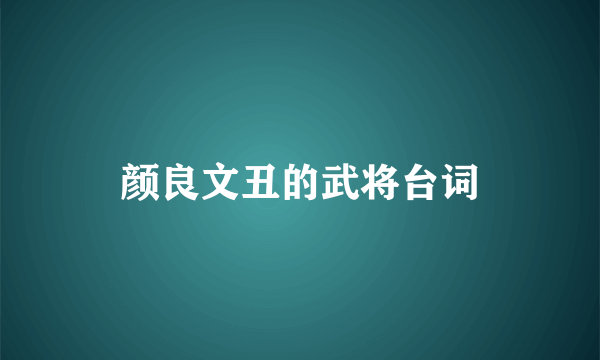 颜良文丑的武将台词