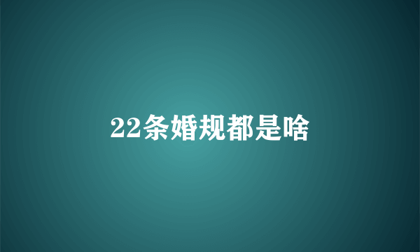 22条婚规都是啥