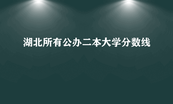 湖北所有公办二本大学分数线