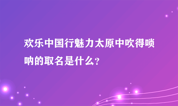 欢乐中国行魅力太原中吹得唢呐的取名是什么？