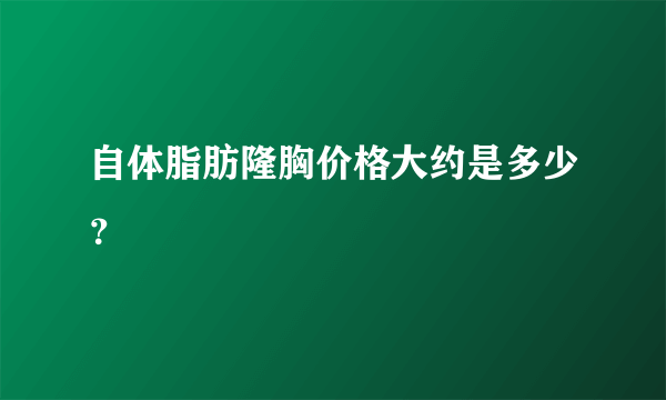 自体脂肪隆胸价格大约是多少？