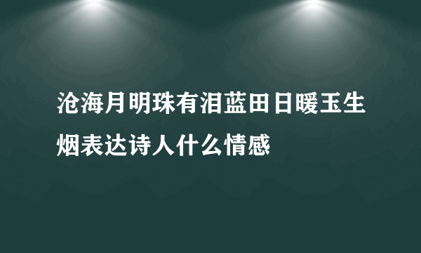 沧海月明珠有泪蓝田日暖玉生烟表达诗人什么情感