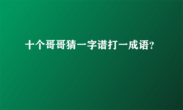 十个哥哥猜一字谱打一成语？