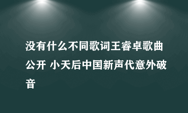 没有什么不同歌词王睿卓歌曲公开 小天后中国新声代意外破音