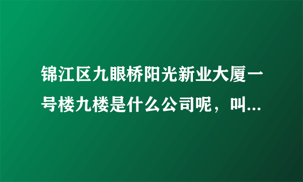 锦江区九眼桥阳光新业大厦一号楼九楼是什么公司呢，叫我去面试，不知道是不是骗子！