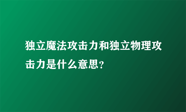 独立魔法攻击力和独立物理攻击力是什么意思？