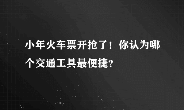 小年火车票开抢了！你认为哪个交通工具最便捷？