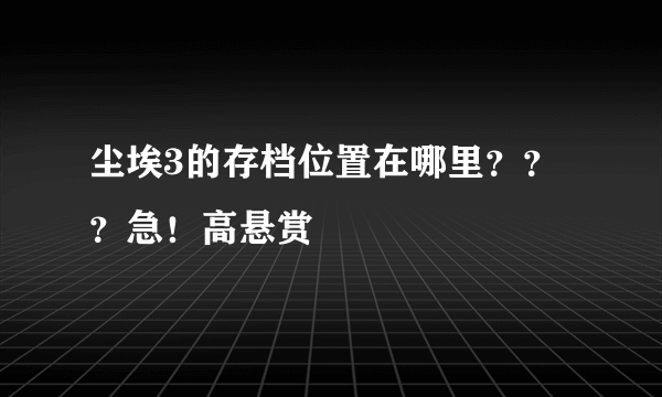 尘埃3的存档位置在哪里？？？急！高悬赏