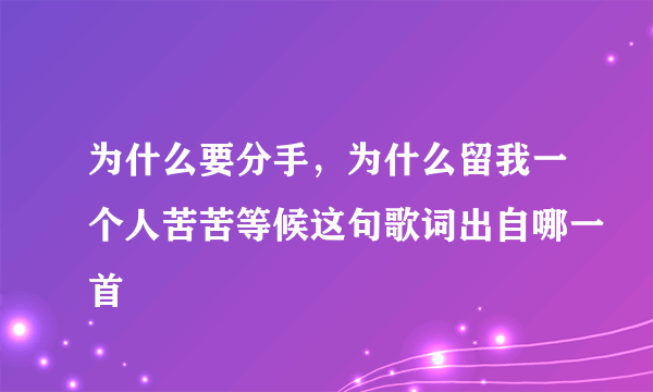 为什么要分手，为什么留我一个人苦苦等候这句歌词出自哪一首