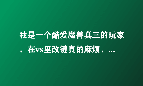 我是一个酷爱魔兽真三的玩家，在vs里改键真的麻烦，想问一个轻松改键的方法。。。