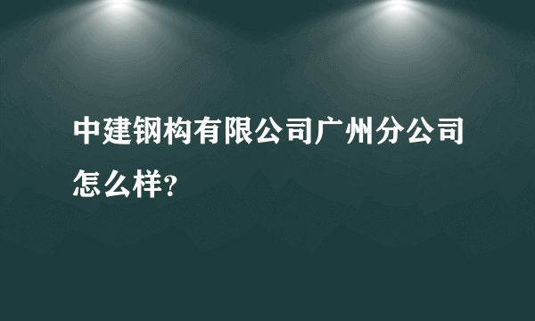 中建钢构有限公司广州分公司怎么样？