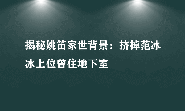 揭秘姚笛家世背景：挤掉范冰冰上位曾住地下室