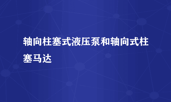 轴向柱塞式液压泵和轴向式柱塞马达