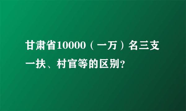 甘肃省10000（一万）名三支一扶、村官等的区别？