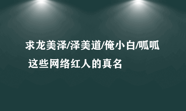 求龙美泽/泽美道/俺小白/呱呱 这些网络红人的真名