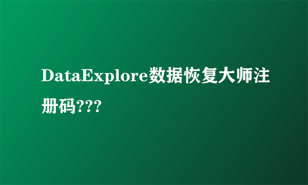 DataExplore数据恢复大师注册码???