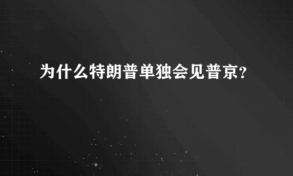 为什么特朗普单独会见普京？