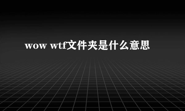 wow wtf文件夹是什么意思